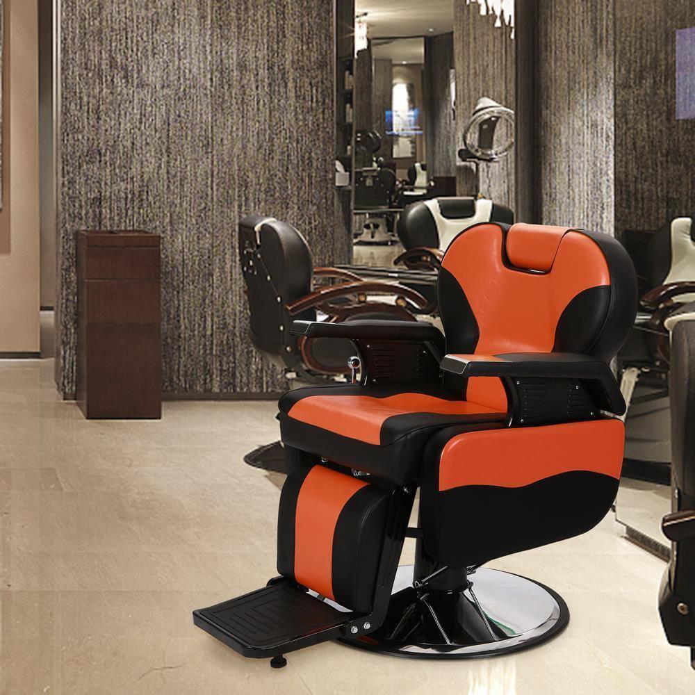 Alt View 5. Winado - All Purpose Barber Chair Heavy Duty Salon Hydraulic Reclining Chair with Anti-slip Footrest for Hair Stylist Barber Shop - Black & Orange.