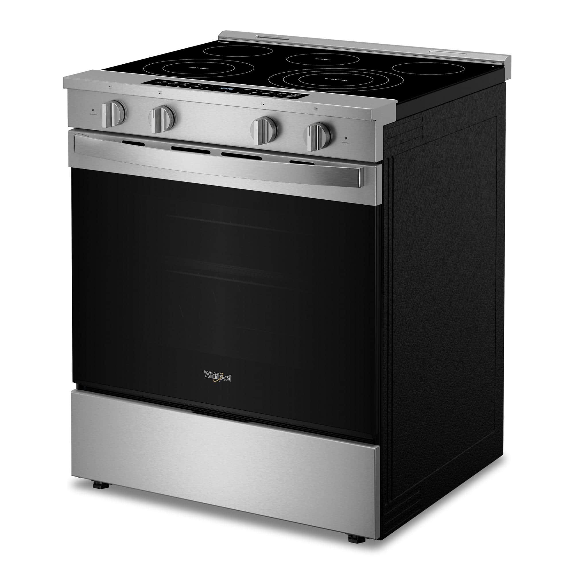 Alt View 3. Whirlpool - 5.3 Cu. Ft. Slide-In Electric True Convection Range with Air Cooking Technology and WipeClean Coating - Fingerprint Resistant Stainless Steel.