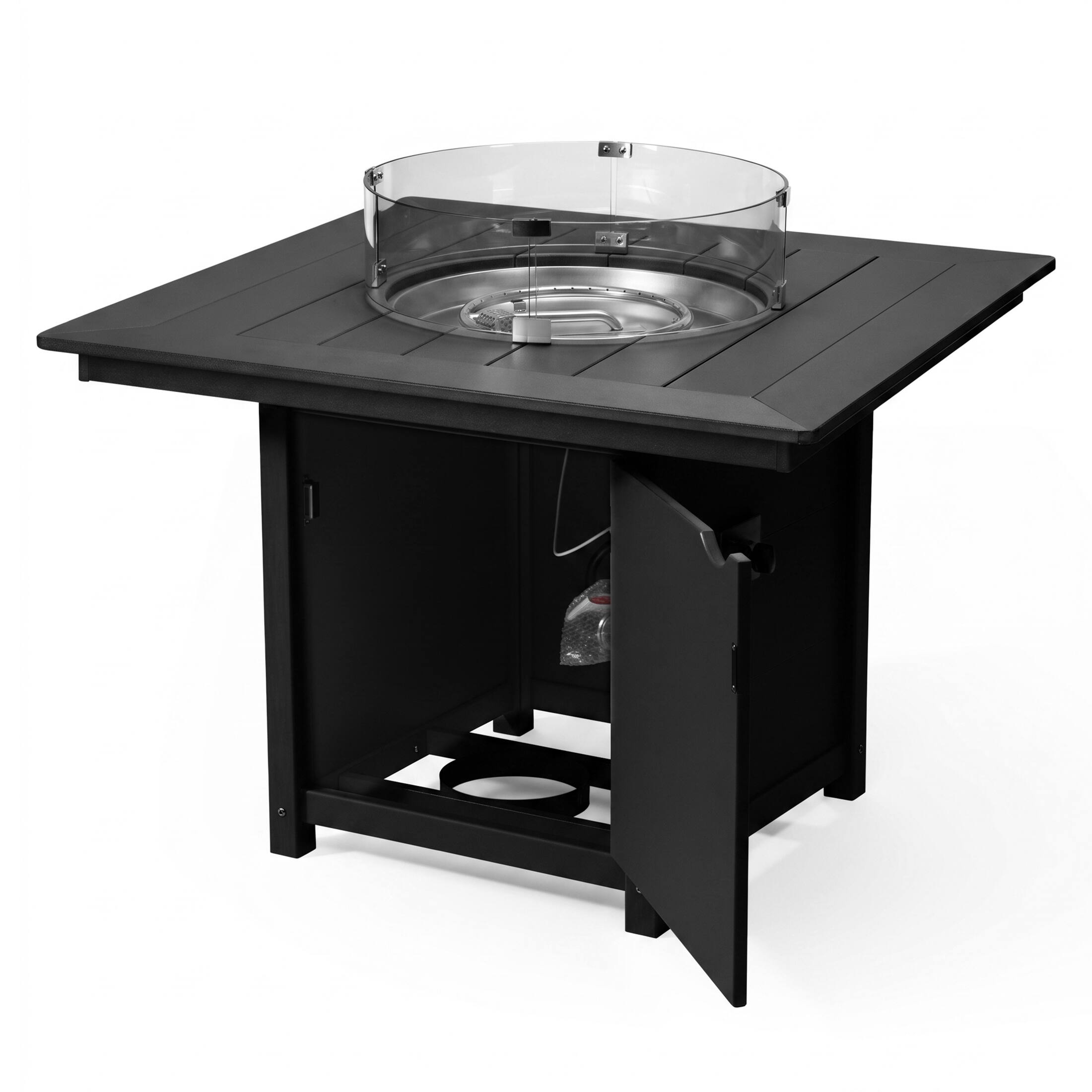 Left. WestinTrends - WestinTrends Helios Modern Outdoor Patio Propane 42" Square Fire Pit Table - Black.