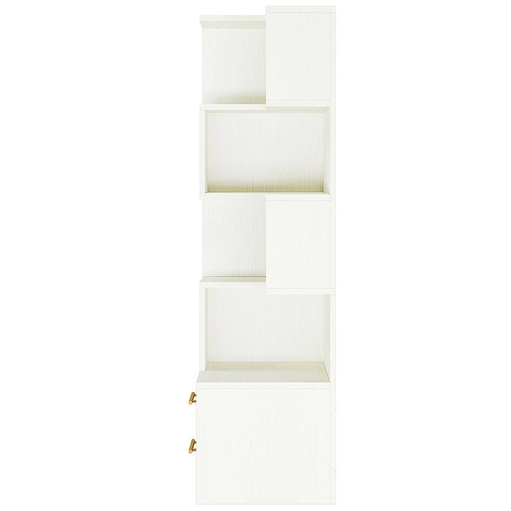 Left. Kadyn - Kadyn Bookshelf, Storage Shelf, Bookcase,66.9" L-Shaped Bookshelf, Corner Bookcase With 5-Tier Shelf And 2 Drawers,White - White.