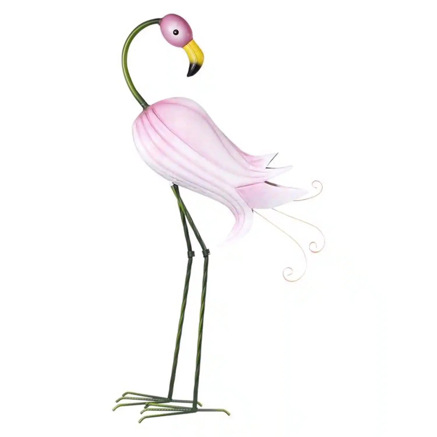 Front. Alpine - Alpine Iron Pink 33 in. Hibiscus Flamingo Statue.