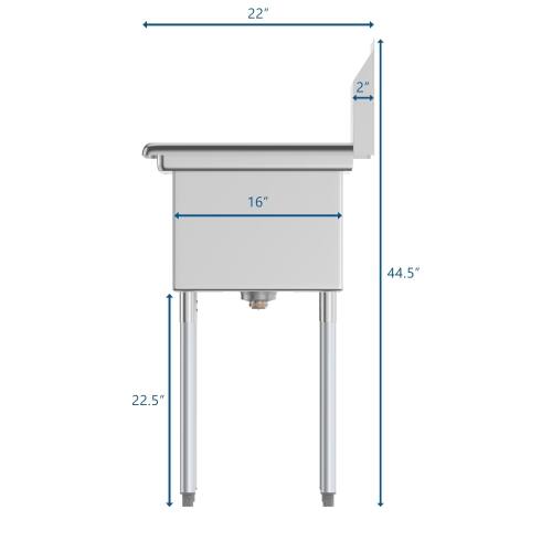 22"  
2"  
16"  
44.5"  
22.5"