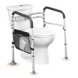 VEVOR - Toilet Safety Rail, 300 LBS Foldable Toilet Seat with Non-Slip Handles, Portable Versatile Toilet Handrails - Silver
