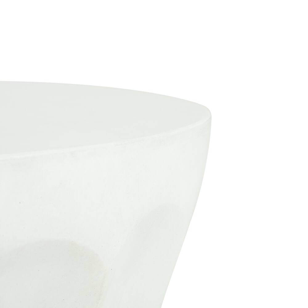 Back. Loheer - Loheer Outdoor Side Table Round Concrete End Table Antique White Lightweight MGO Patio Accent Furniture - Antique White.