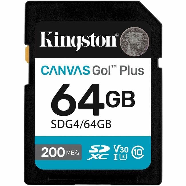 Kingston - Canvas Go! Plus 64 GB Class 10/UHS-I (U3) V30 SDXC - 1 - 200 MB/s Read - Lifetime Warranty