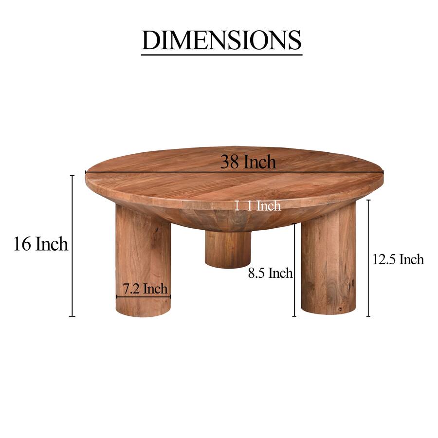 Manhattan Lane Meridian Coffee Table, 38 Inch Round Top, 3 Column ...