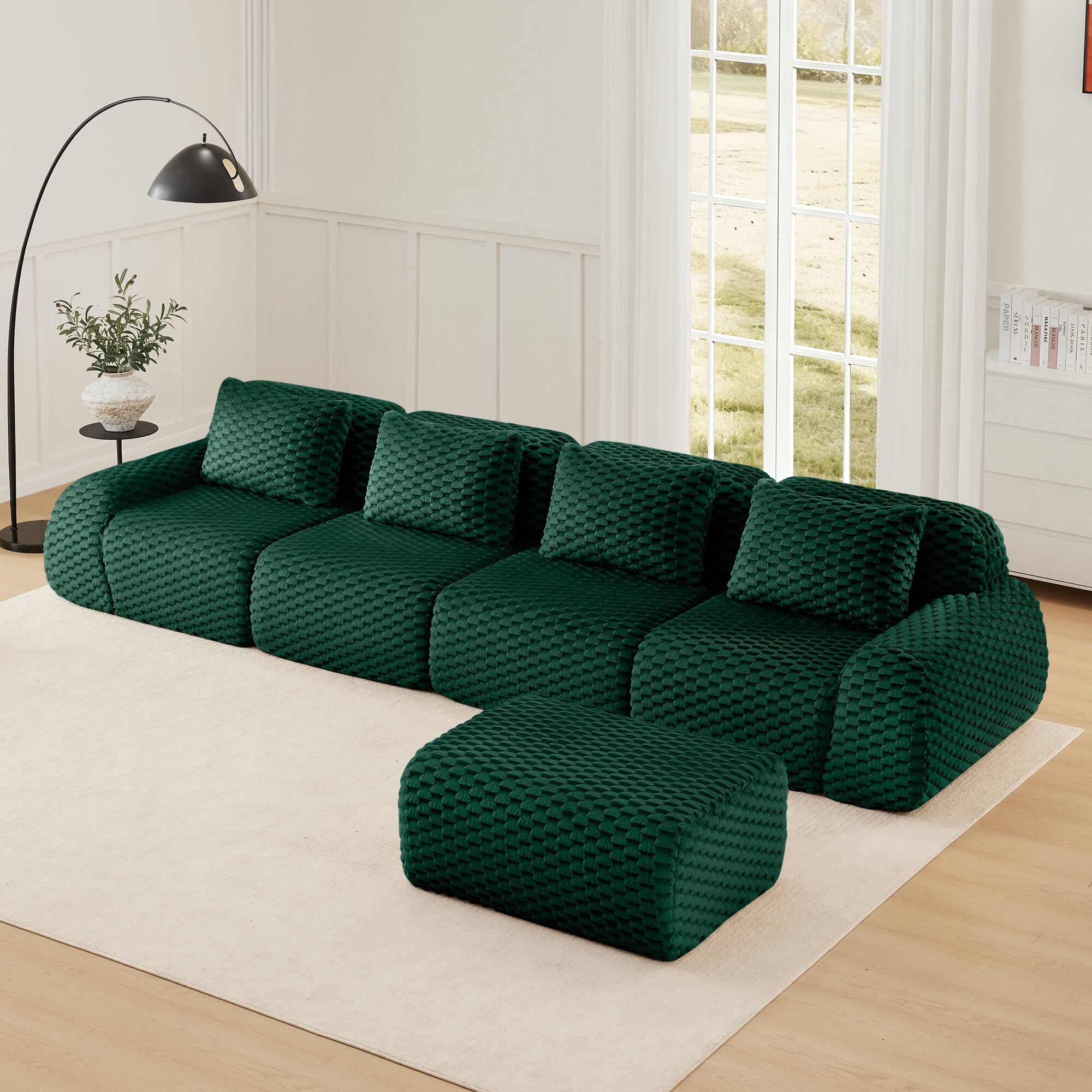 Aukfa 146" Modern L Shaped Modular Sectional Sofa Flannelette Fabric, 4 ...