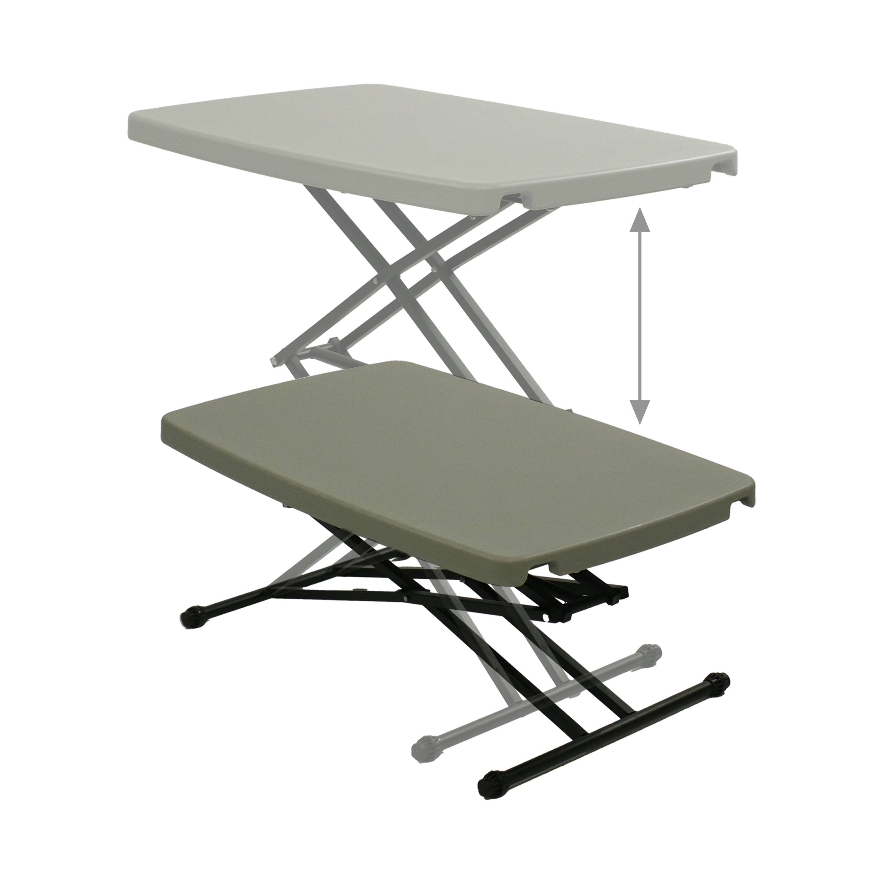 Alt View 9. Sunnydaze - Rectangular Plastic Top Adjustable Leg Patio Table - Gray.