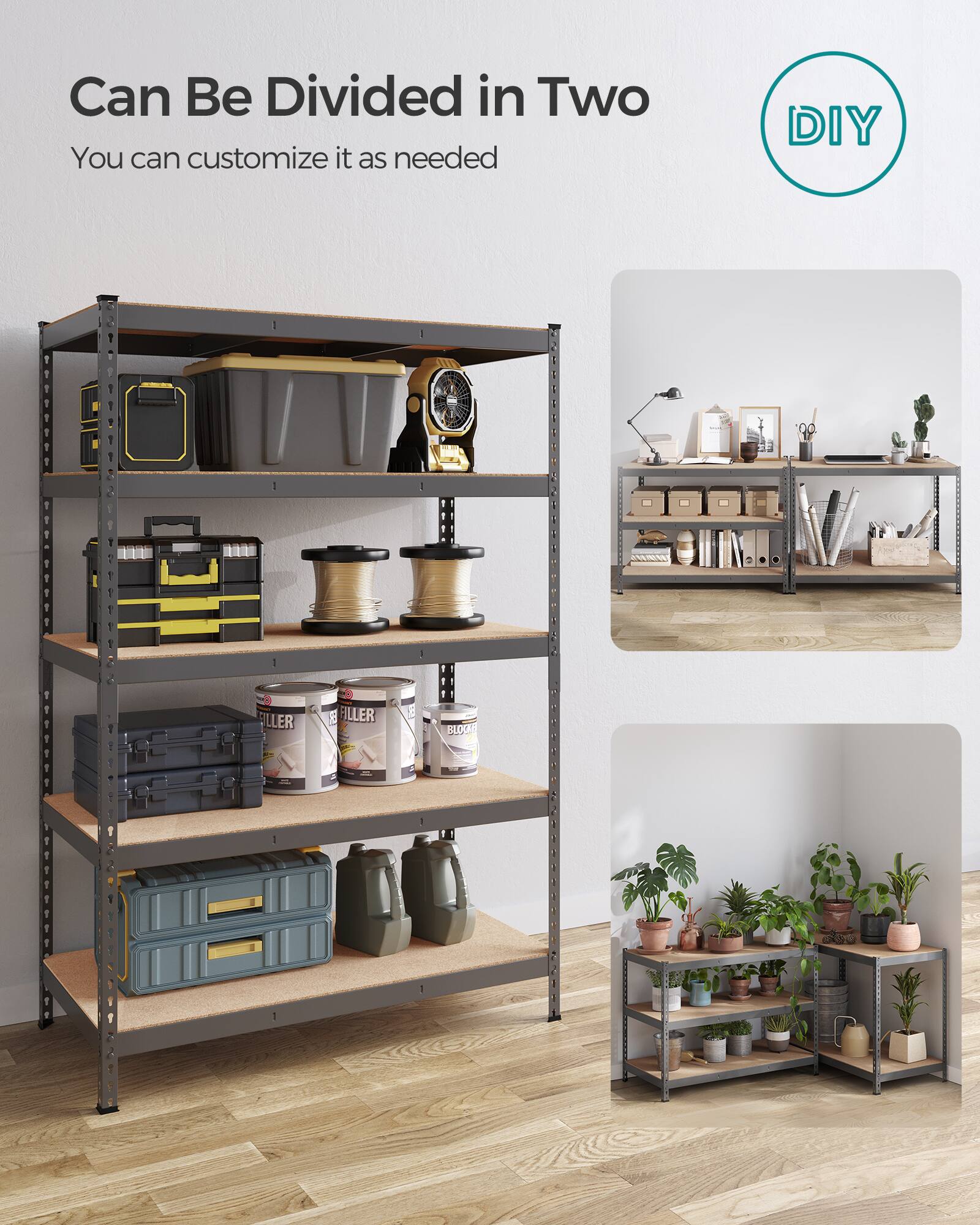 Can Be Divided in Two  
You can customize it as needed  

DIY