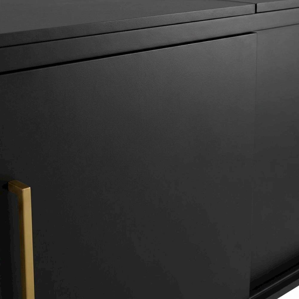 Alt View 2. FurniFact - Black Large Record Player Cabinet - Matte Black.