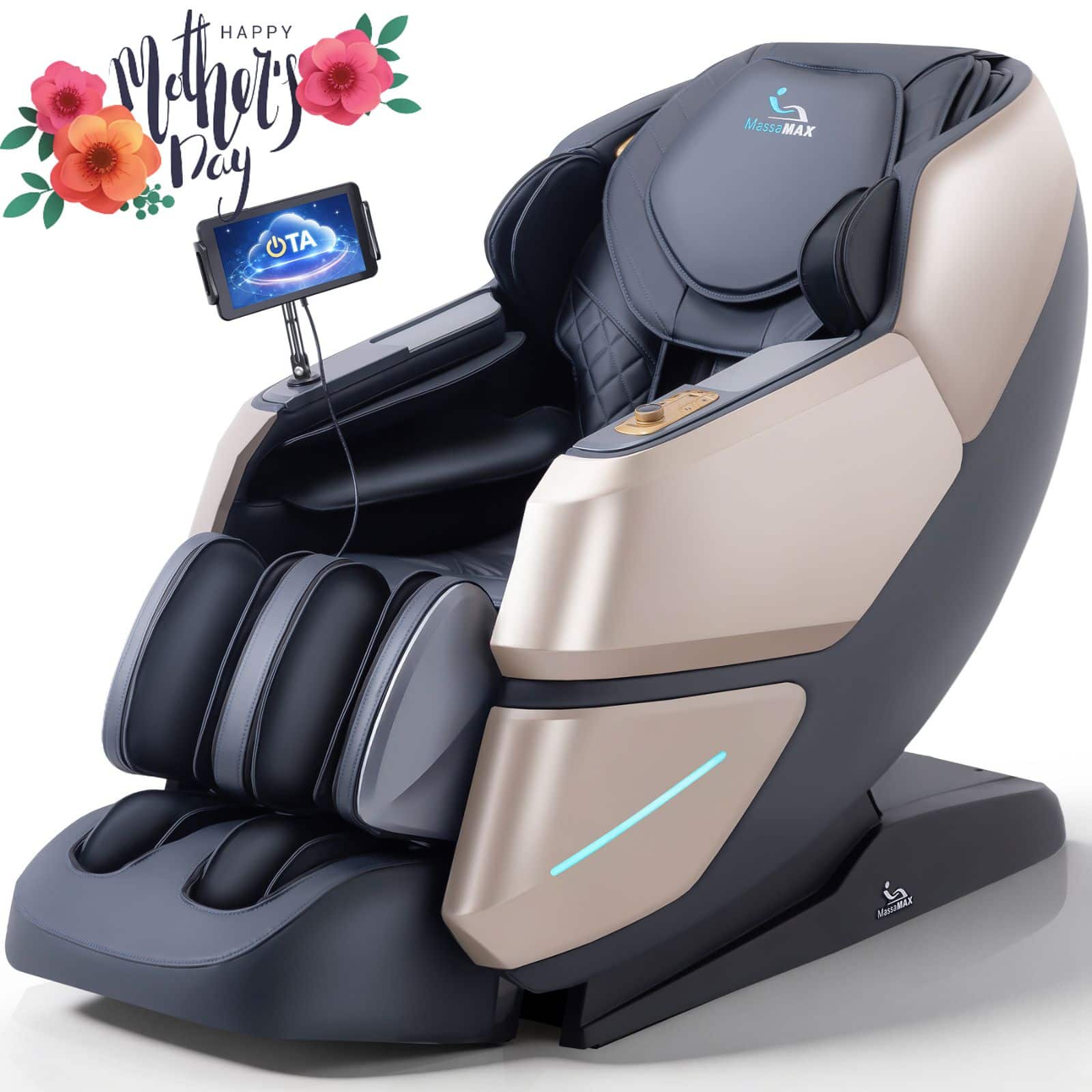 MassaMax - MT339 4D Massage Chair,with OTA Cloud Tech,Body Scan,Auto Extended Footrest ,Heat - Magic Black