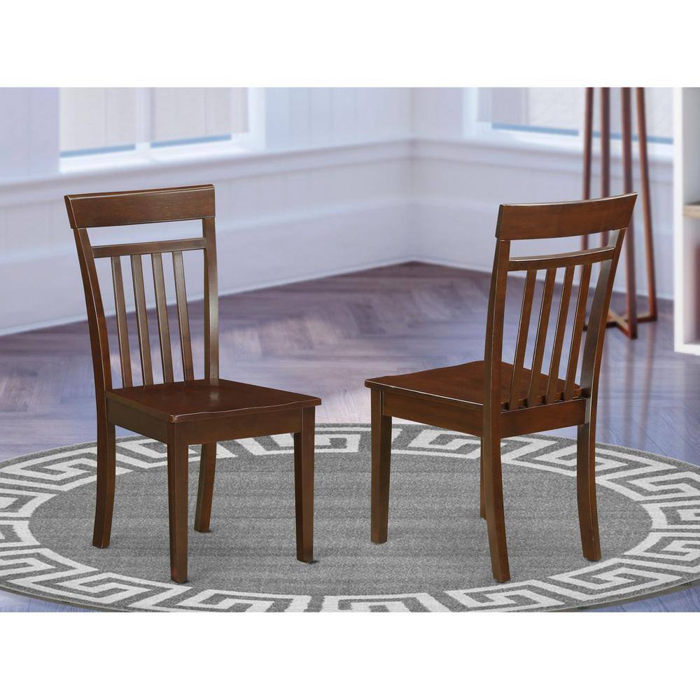 Alt View 1. East West Furniture - Capri slat back Chair for dining room with wood Seat, Set of 2 - Brown.