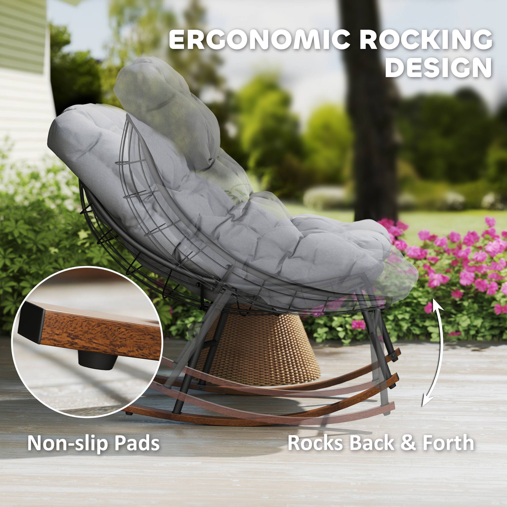 ERGONOMIC ROCKING DESIGN, Non-slip Pads, Rocks Back & Forth
