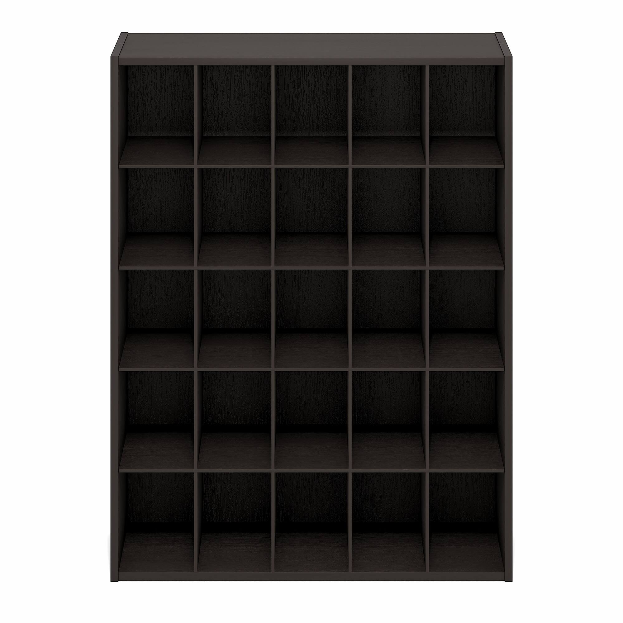 Alt View 5. Furinno - FANO Stackable Shoe Organizer, Shoe Rack, 25-Cube Shoe Organizer, for Closet Entryway, Office, Garage - Black Dark Oak.