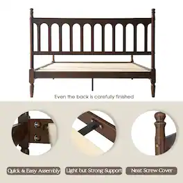 East West Furniture - Queen Wooden Platform Bed Frame - Dark Roast Oak