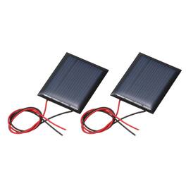 Unique Bargains - 2pcs 2V 0.12W 60mA Mini Solar Panels, Polycrystalline Solar Cell with Cable for DIY Toy Charger - Black