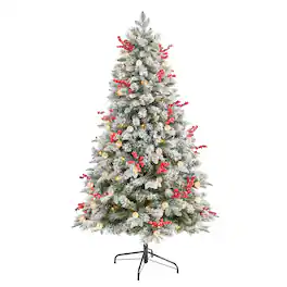 BreeBe - 6' Christmas Tree w/200 LED 50 Globe Lights and 906 Lvs - Multicolor