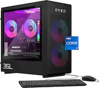 HP OMEN - 35L Gaming Desktop - Intel Core i7-14700F 2024 - 32GB Memory - NVIDIA GeForce RTX 5070 Ti- 1TB SSD - Shadow Black - Front_Zoom