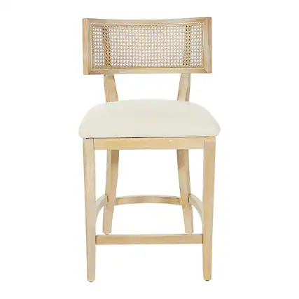 Front. OSP Home Furnishings - Alaina 26" Counter Stool in Linen Fabric with Coastal Wash - Linen.