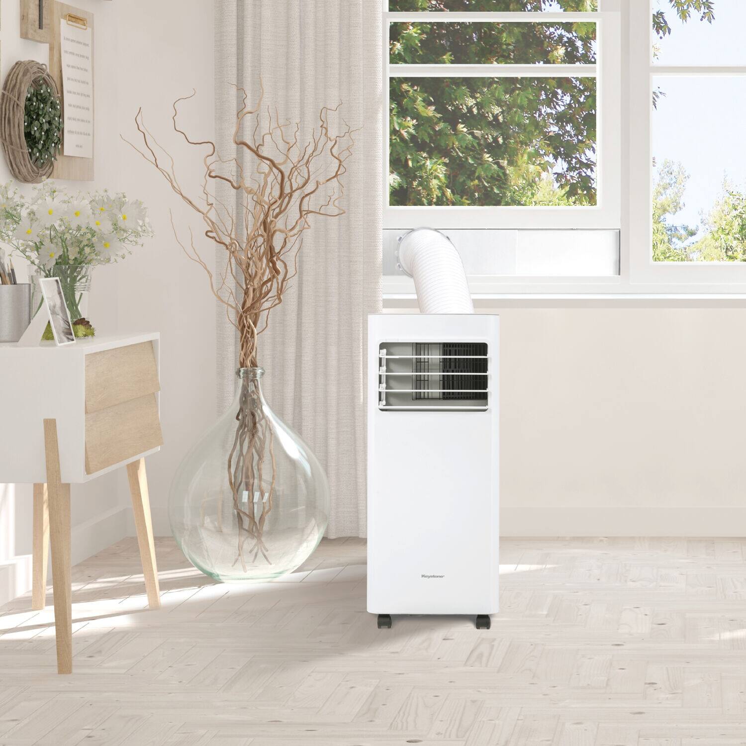 Alt View 21. Keystone - 8,500 BTU ASHRAE/5,000 BTU DOE 250 Sq. Ft Portable Air Conditioner with Remote - White.