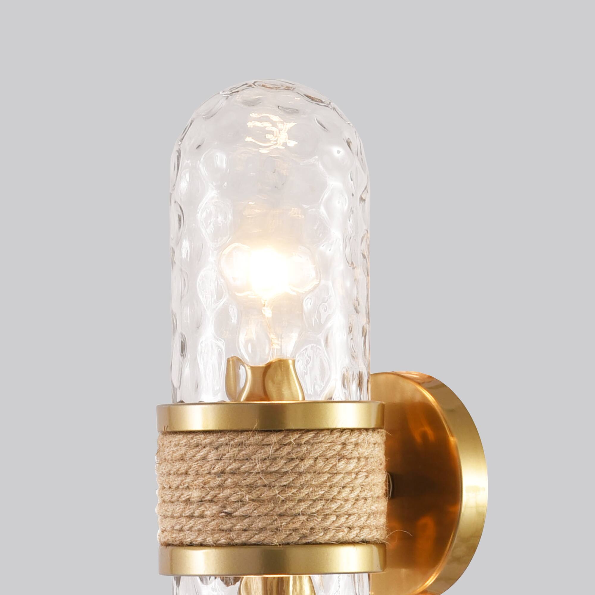 Alt View 8. Parrot Uncle - Modern Gold 2-Light Glass Rattan Jute Rope Bathroom Vanity Light Fixture - Gold.