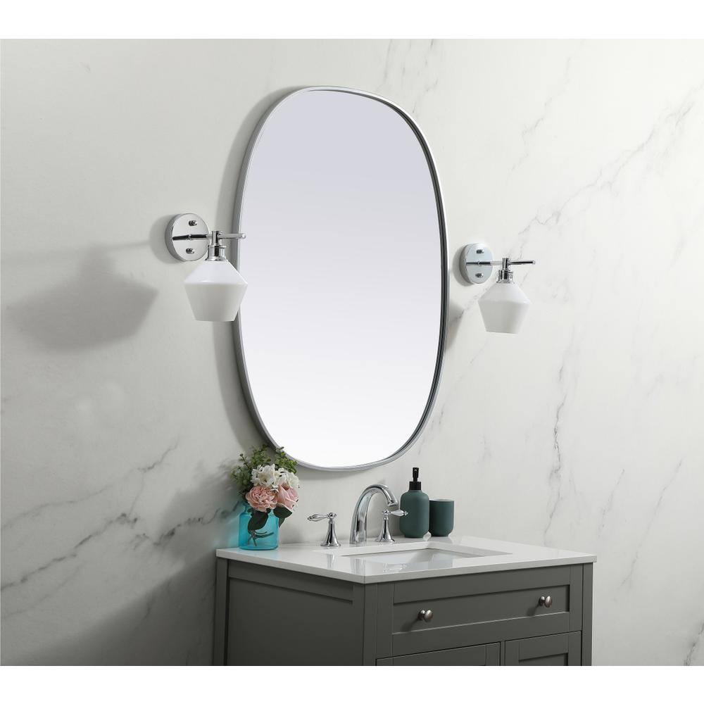 Alt View 6. Elegant Decor - Metal Frame Oval Mirror 30x40 Inch in Silver - Silver.