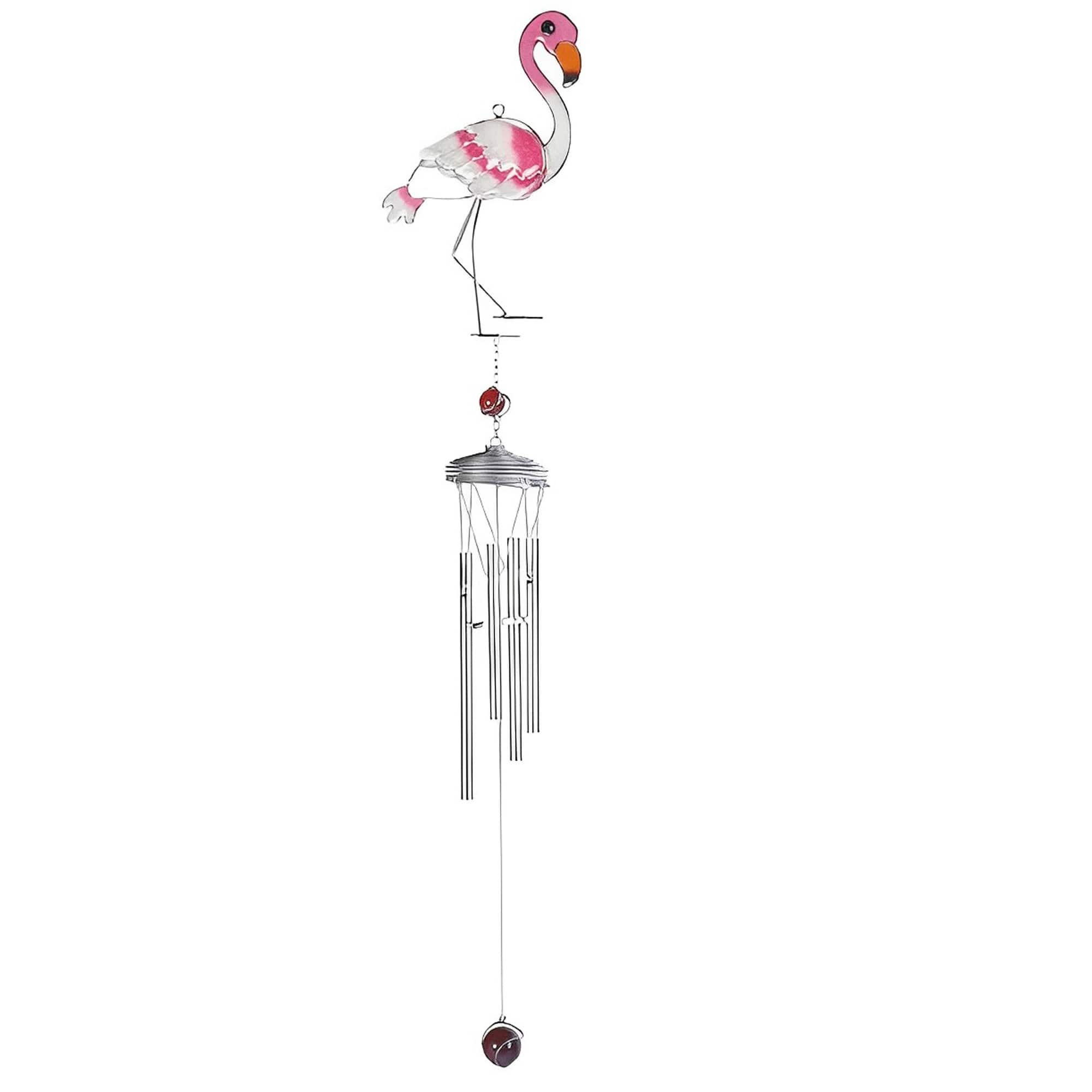 Front. FC Design - FC Design 35"Long Flamingo Suncatcher Wind Chime with Silver Gem Outdoor Patio or Garden Hanging Decoration - Multi-Color.