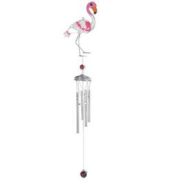 FC Design - 35"Long Flamingo Suncatcher Wind Chime with Silver Gem Outdoor Patio or Garden Hanging Decoration - Multi-Color