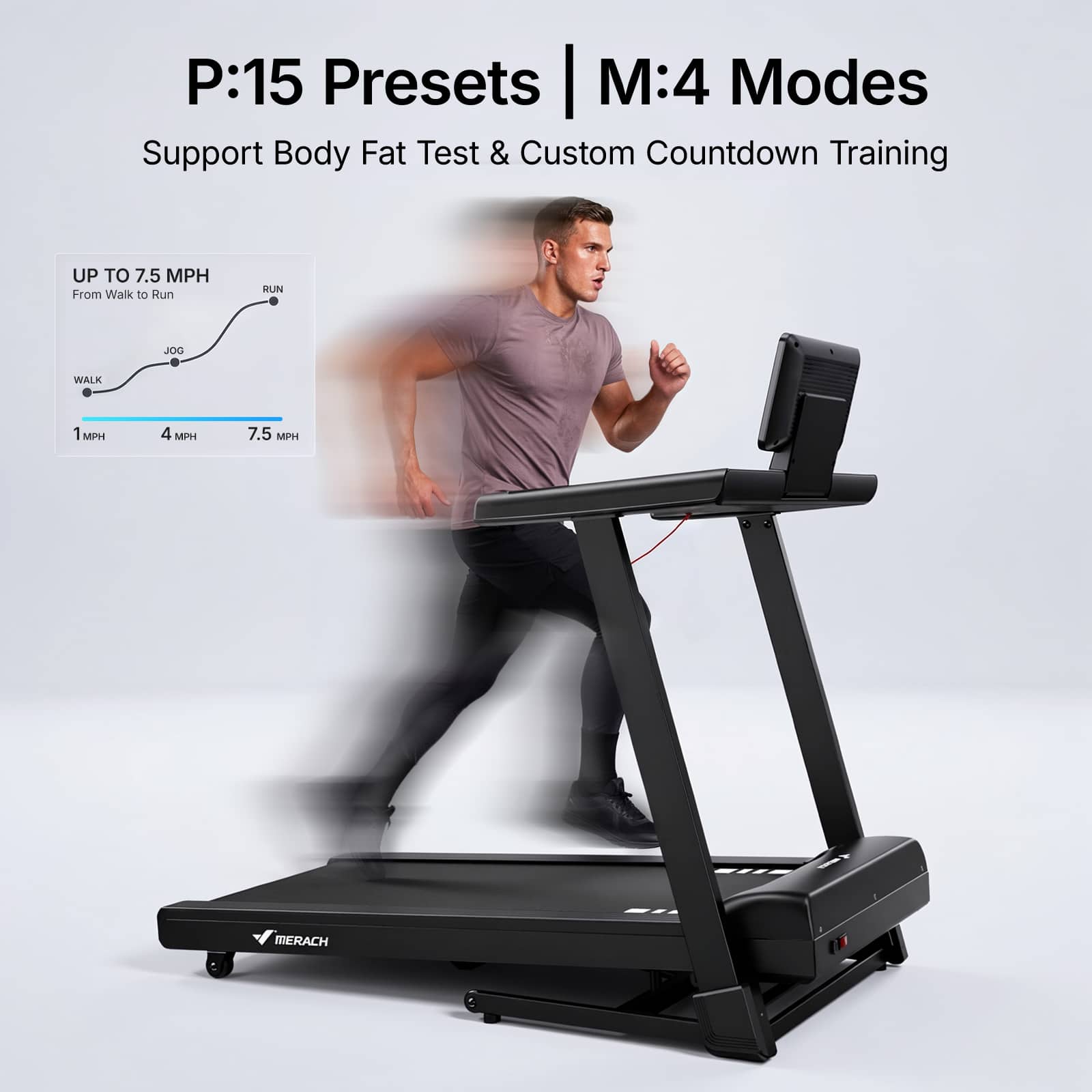MERACH Treadmill with 8% Incline, 3.0HP Brushless Motor, 7.5 MPH