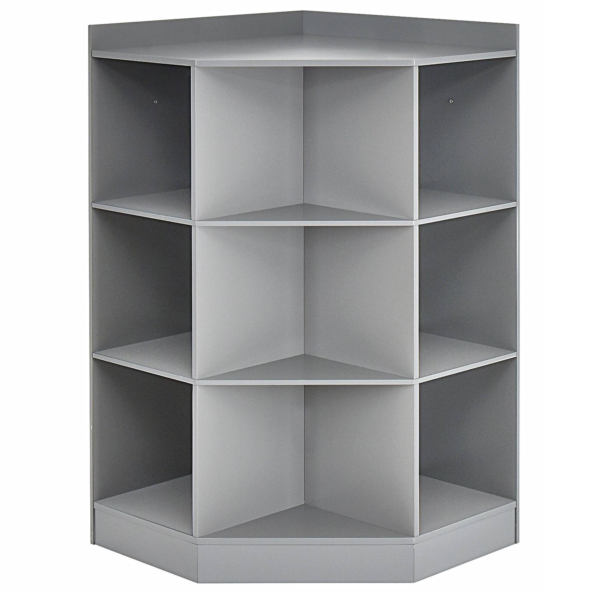 Alt View 4. Gymax - Gymax 3-Tier Kid Storage Shelf Cubes w/3 Baskets Corner Cabinet Organizer Gray - Gray.