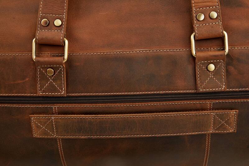 Alt View 8. Luxorro - Leather Duffel Bag For men. 30 Inch - Dark Brown.