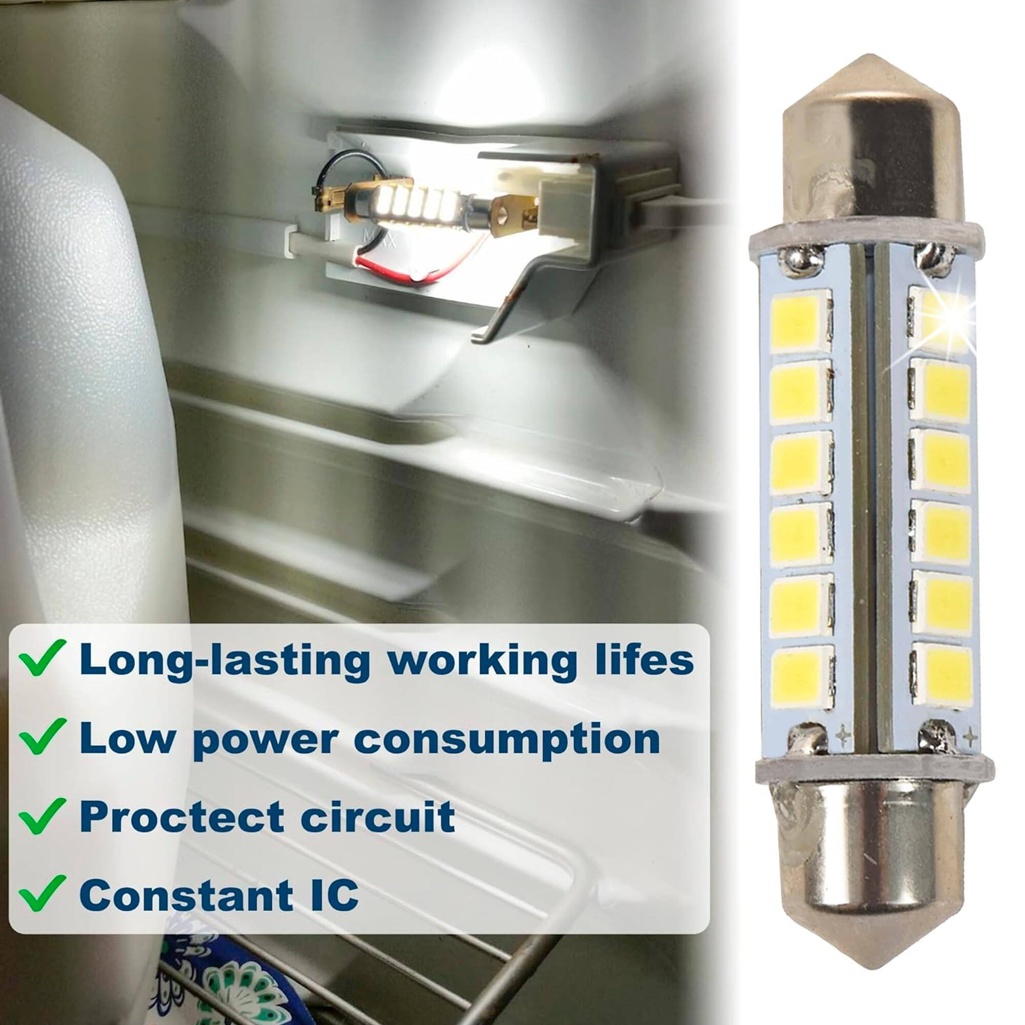 - Long-lasting working lives
- Low power consumption
- Protect circuit
- Constant IC