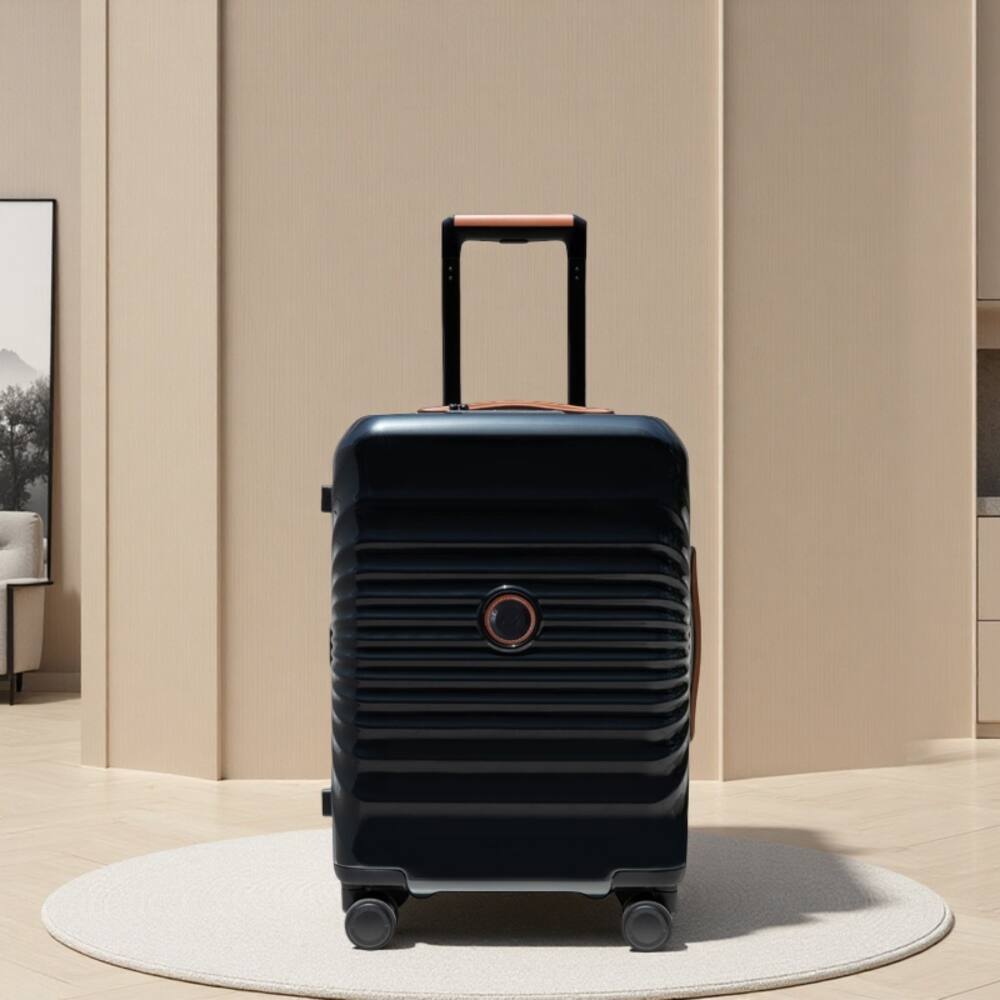 Angle. BreeBe - Spinner Luggage 24' Lightweight Suitcase with TSA Lock, USB Port, and Spinner Wheels - Black.