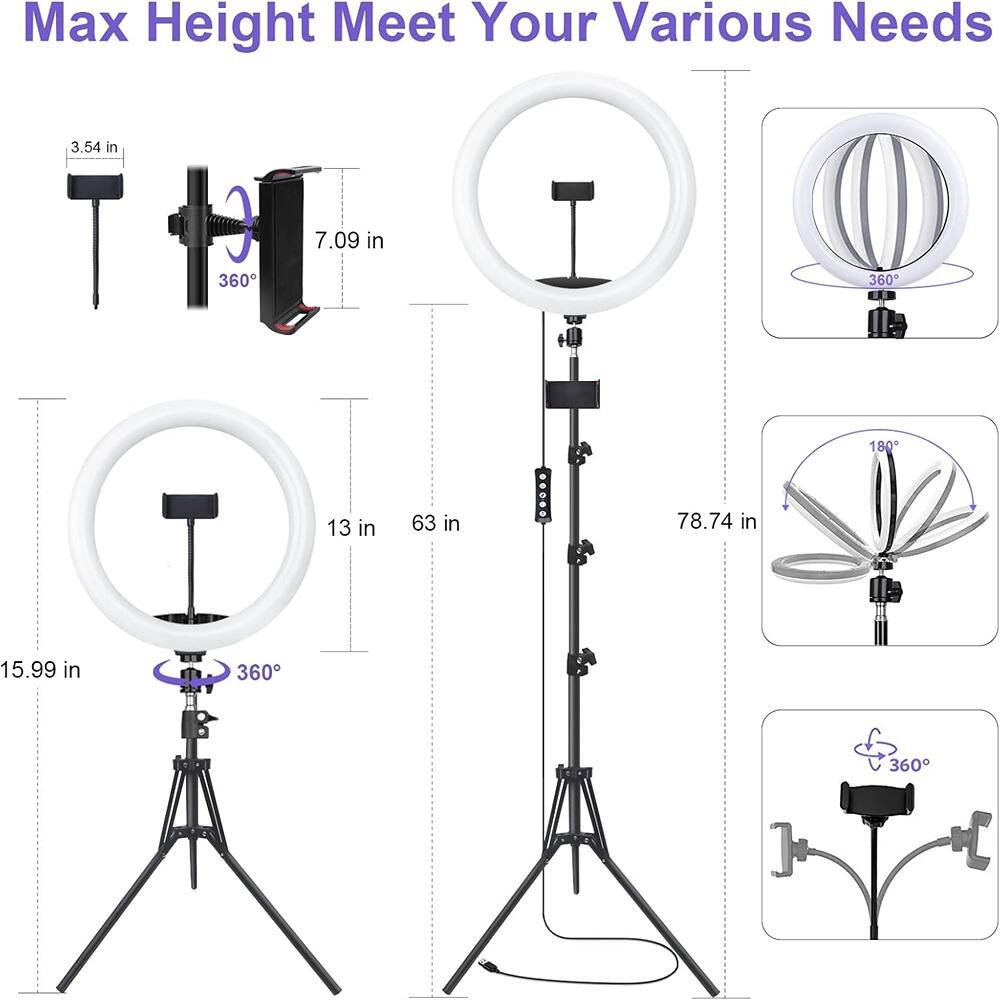 Max Height Meet Your Various Needs

- 3.54 in
- 7.09 in
- 15.99 in
- 13 in
- 63 in
- 78.74 in

360°
360°
180°
360°