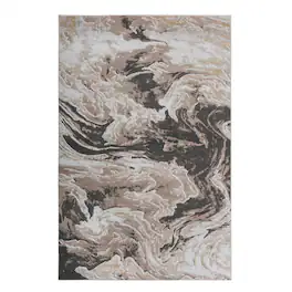 HTUTWOO - 8x10 Abstract Area Rug - Power-Loomed, Stain Resistant, Non-Shedding, Kid & Pet Friendly, Cotton Backing, Living Room - Light Brown
