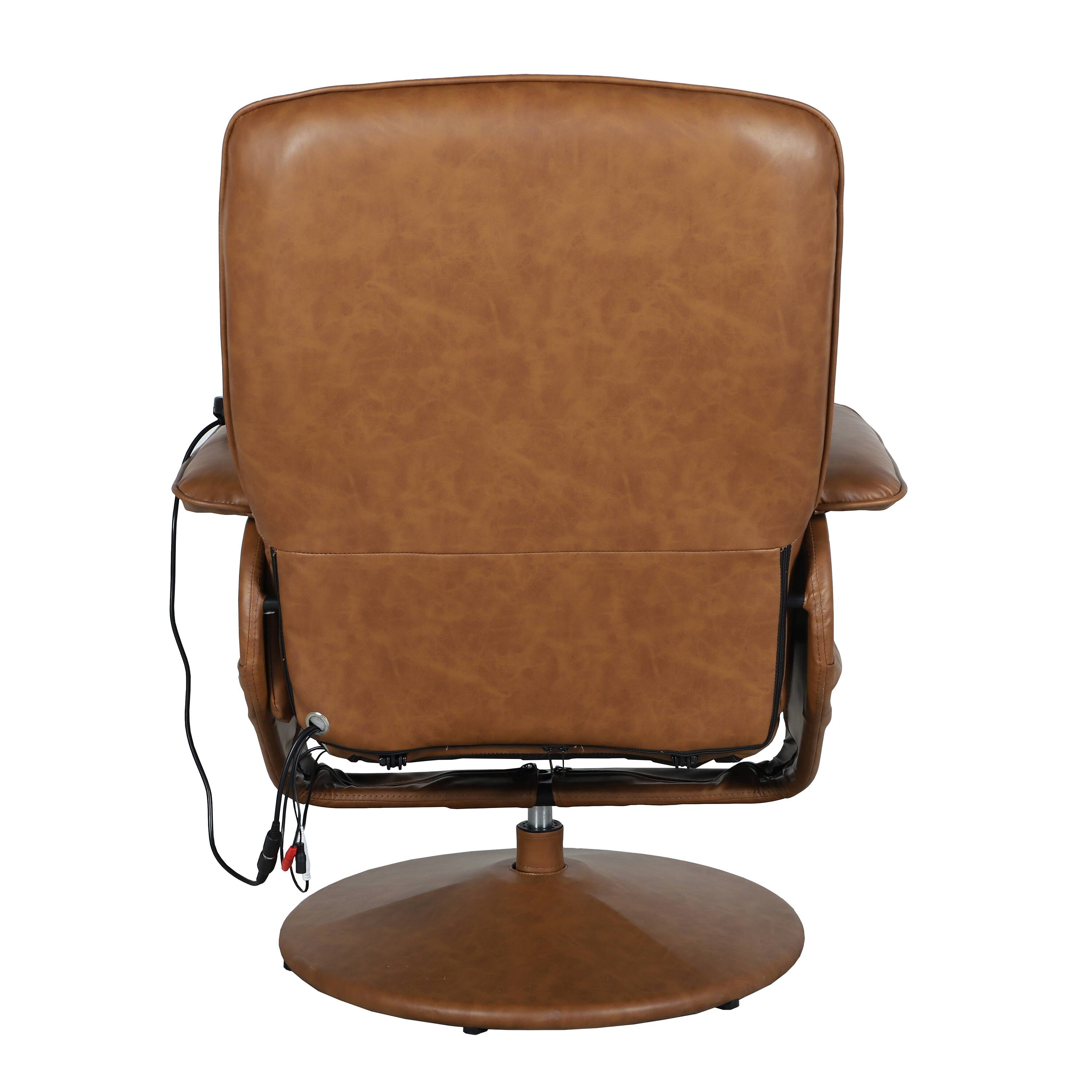 Alt View 7. Emma + Oliver - Massaging Multi-Position Recliner with Deep Side Pockets and Ottoman with Wrapped Base - Brown.