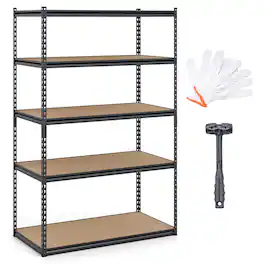 Costway - 1 PCS 72" H x 48" W x 24" D 5-Tier Garage Shelving Unit 2200 LBS Metal Storage Shelves - Black