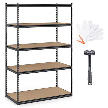 Front. Costway - Costway 1 PCS 72" H x 48" W x 24" D 5-Tier Garage Shelving Unit 2200 LBS Metal Storage Shelves - Black.