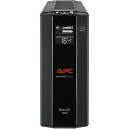 APC - Back-UPS Pro, 1500VA, Tower, 120V, 10 NEMA 5-15R outlets, AVR, LCD - Tower - 16 Hour Recharge - 3 Minute Stand-by - Black