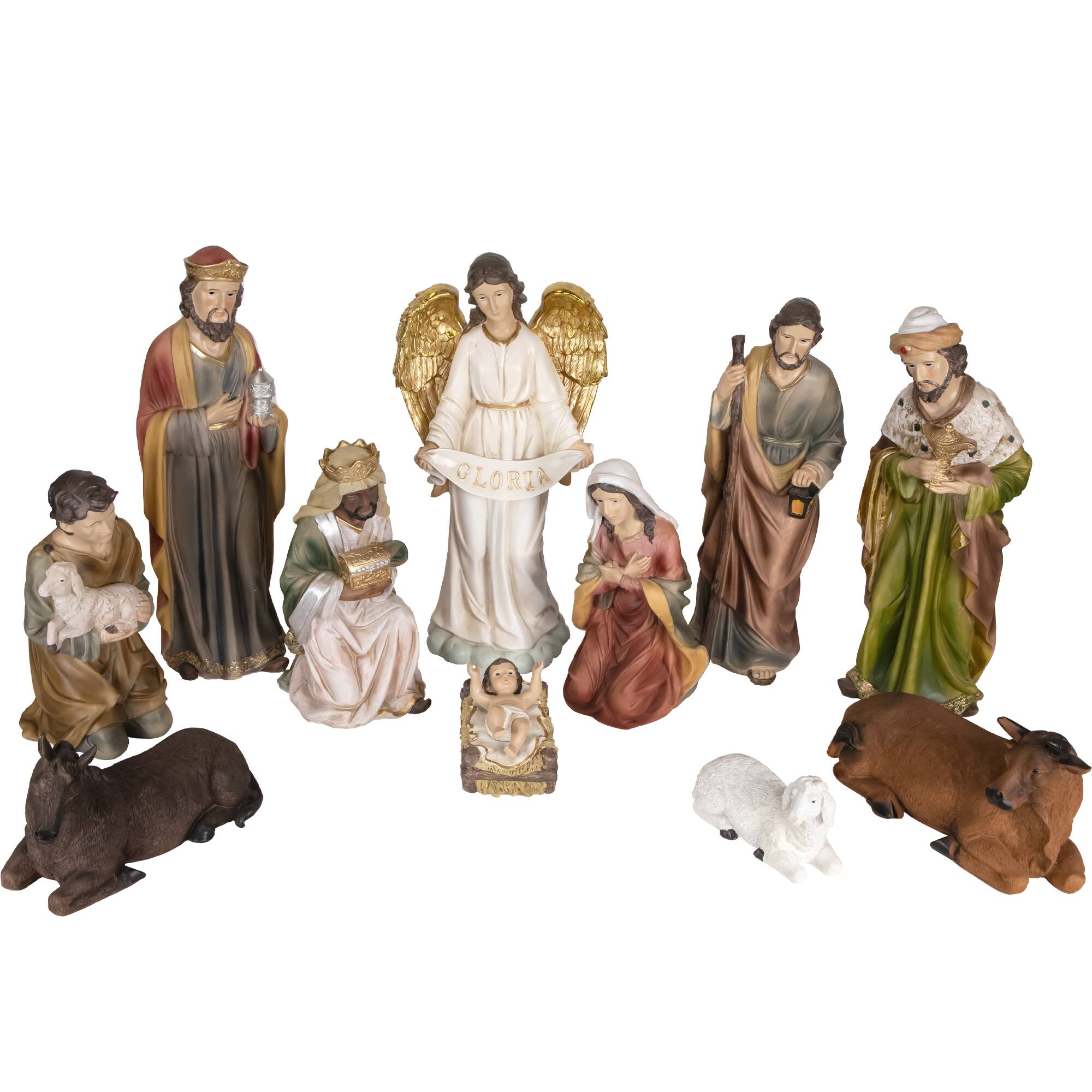 Alt View 1. Northlight - Christmas Nativity Figurines Set - 19.5” - 11-Piece - Green.