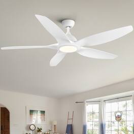 Sofucor - 60'' Ceiling Fan with Light Remote Dimmable 3CCT Intergrated LED Ceiling Fan 6 Speeds Reversible for Living Room Bedroom - White