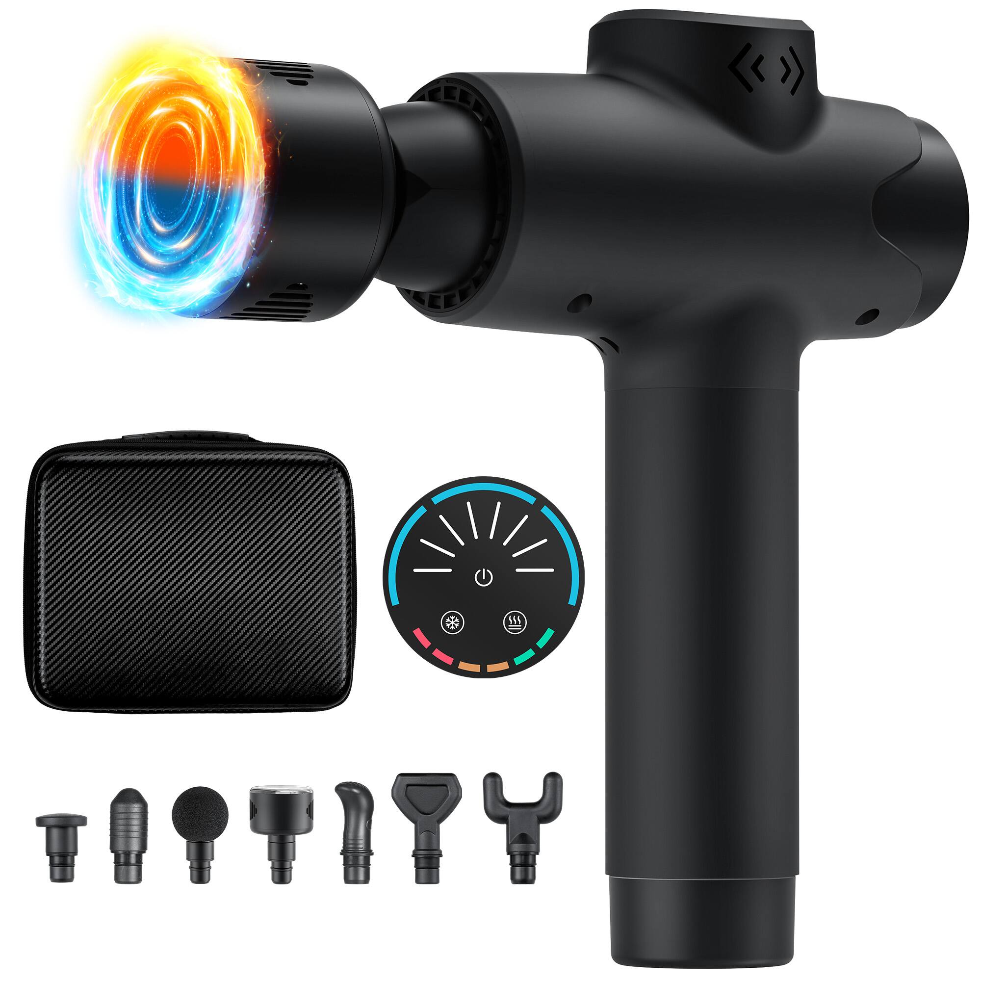 Left. Sugift - Deep Tissue Percussion Massage Gun with Hot and Cold Therapy 7 Heads and 20 Speed Levels.