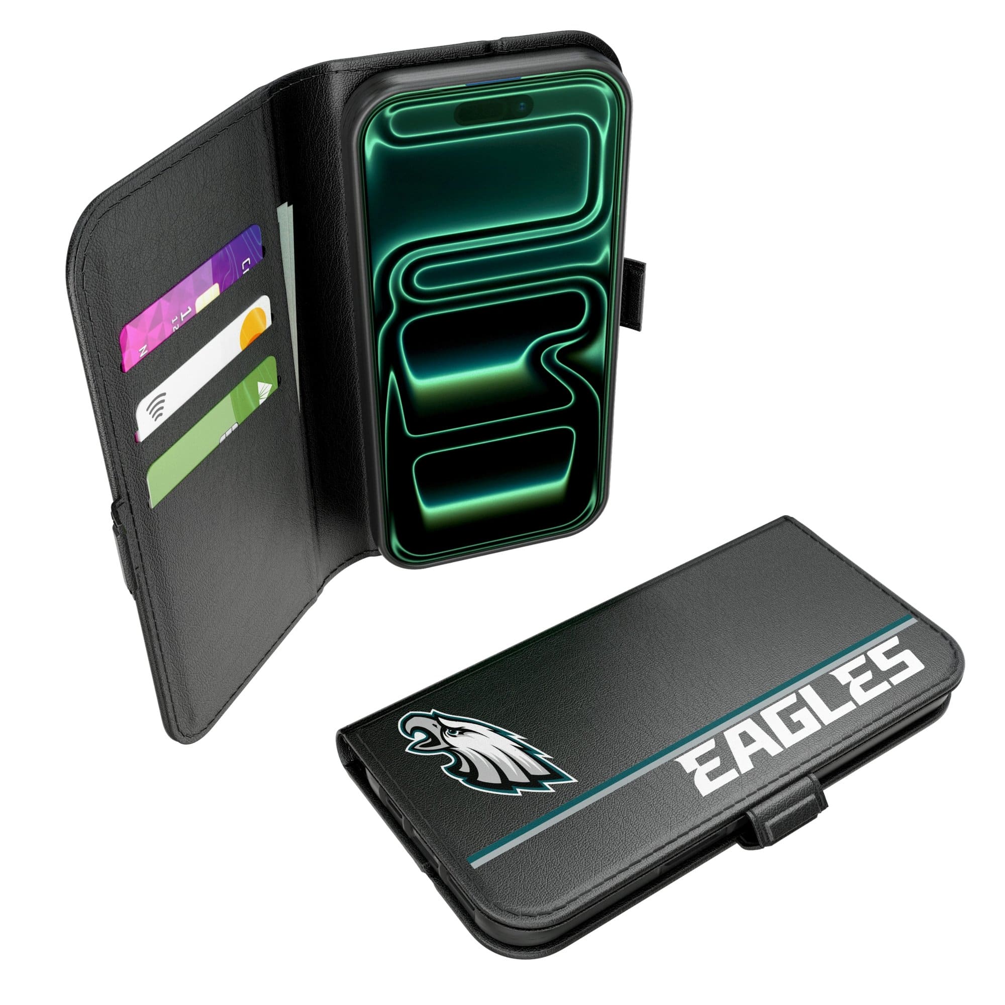 Keyscaper - NFL - Philadelphia Eagles iPhone Folio 2.0 Case - 17 Pro - Black price history on PriceWatchPro