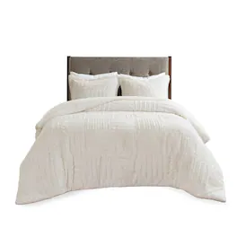 Gracie Mills - Shearah Plush Faux Fur Down Alternative Comforter Set - Ivory