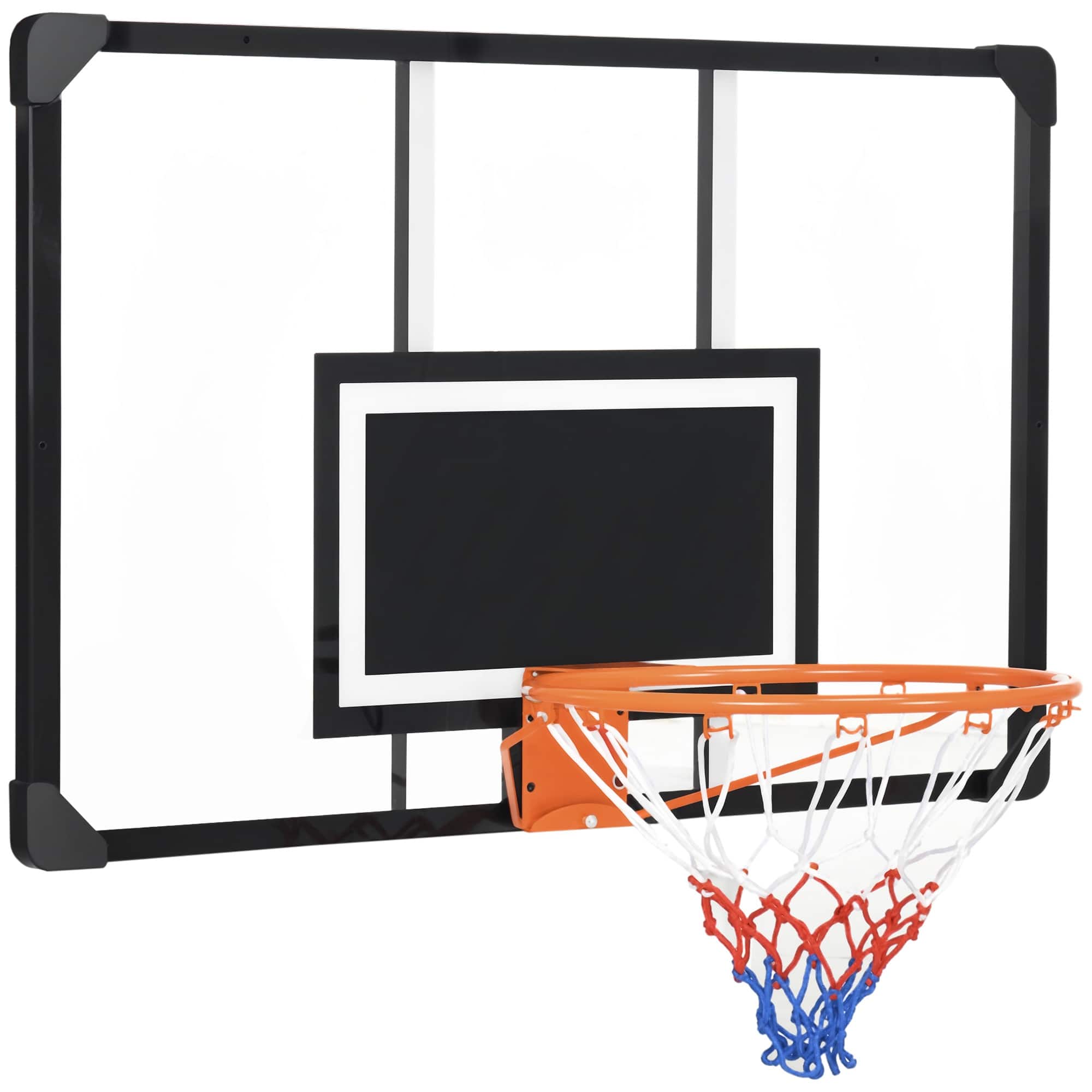 Front. Soozier - Soozier Wall Mounted Basketball Hoop with 45" x 29" Shatter Proof Backboard, Durable Rim and All-Weather Net - Black, Clear, Orange.