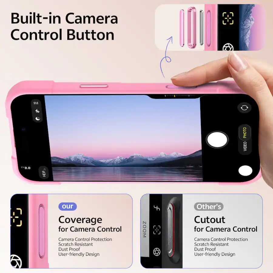 Camera Rotate Button Dteck for iPhone 17 Pro Max Case with Built in Rotating Ring Stand ...