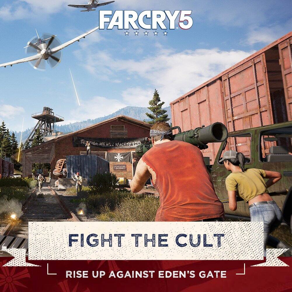 FARCRY5

TOGETHER WE WILL MARCH TO EDEN

FIGHT THE CULT

RISE UP AGAINST EDEN'S GATE