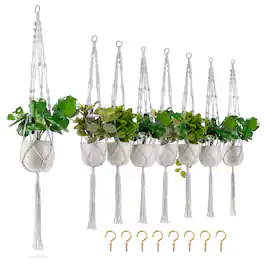 Sorbus - Macrame Plant Hanger (8 Pack) Indoor Outdoor Hanging Plant Pots Cotton Rope for Home, Patio, Garden - White