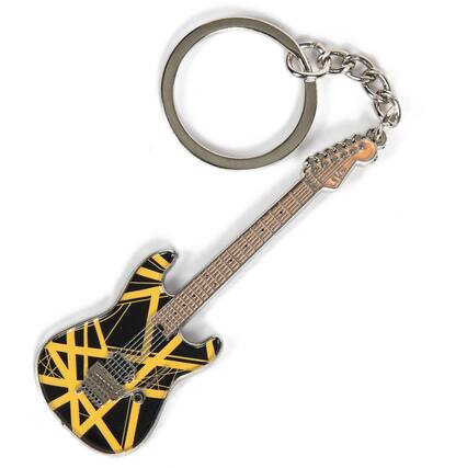 Front. PopMarket - Eddie Van Halen - EVH - Eddie Van Halen - Black & Yellow Bumblebee Guitar Keychain - NOVELTIES - Multicolor.