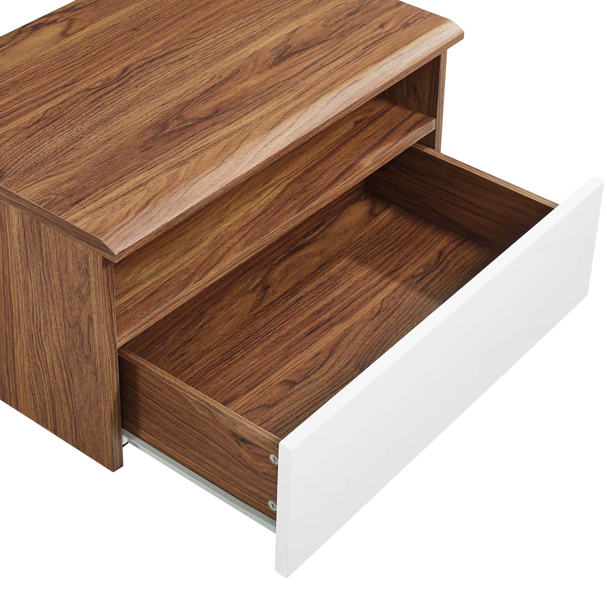 Alt View 4. Modway - Envision Wall Mount Nightstand by Modway - Walnut White.